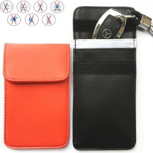 PU Faraday Car Keys Wallets RFID Signal Shielding Bag NFC Credit Card Pouch Fob Blocker Protector for Privacy Protection BAG1073