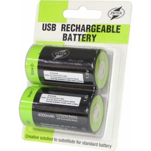 ZNTER High Quality Practical 1.5V 4000mAh USB Rechargeable D Battery Lithium Polymer for Camera Drone Accessories Hot Sale