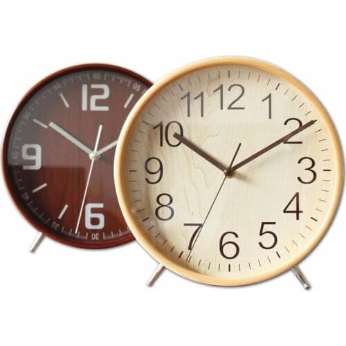 10inch Basswood Wood Desk Mute Clock Simple Wood Sitting Room Bedroom Bedside Study Room European Creative Watch