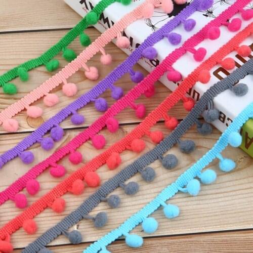 10MM 5 Yards Colorful Pompom Trim Ball Pom Pom Lace Tassel Fringe Ribbon DIY Sewing Craft Apparel Fabric Handmade Accessories