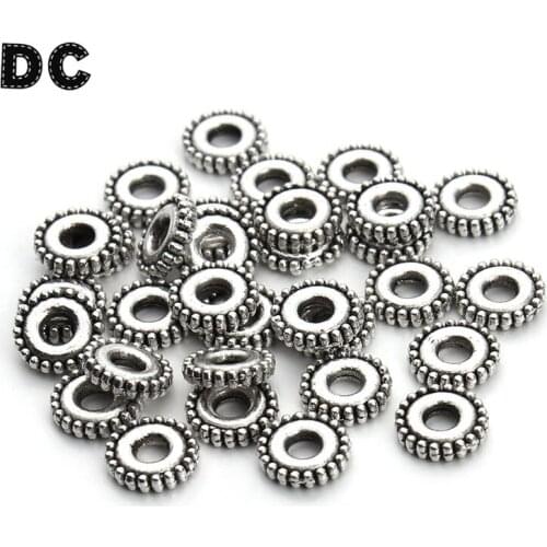 100pcs/lot Tibetan Silver 6mm Round Ball Connector Metal Spacer Charm Beads for DIY Bracelets Jewelry Findings Crafts