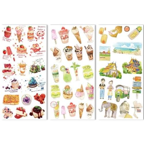 3 Sheets Delicious Bangkok Food Stationery Stickers For Children Cute Decorative Stickers Set Scrapbooking Diary Stick Label