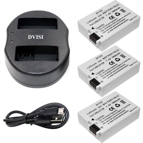 3pcs LPE8 LP-E8 LP E8 Battery with USB Dual Charger for Canon EOS 550D 600D 650D 700D Rebel T2i T3i T4i T5i Kiss X4 X5 X6i X7