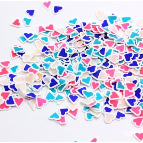 50g Mixed Lovely Heart Slices Polymer Hot Clay Sprinkles for Crafts DIY Nail Art Decorations Scrapbooking Phone Deco:6mm