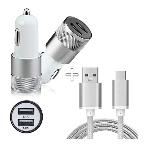 Dual USB Car Charger Power Adapter + Type C USB 3.1 Charging Data Cable for Chuwi Hi10 Plus, Vi10 Plus / Coolpad Cool1