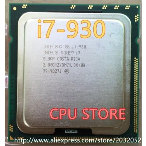 Lntel Quad-Core I7-930 CPU Desktop Processor i7 930 8M Cache 2.8 GHz 4.80 GT/s QPI FCLGA1366 (working 100% Free Shipping)