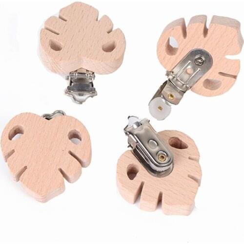 Natural Beech Wood Baby Pacifier Clips Dummy Clips DIY Pacifier Chain Accessory R9JD
