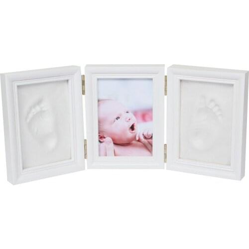 Newborn Baby Commemorative Photo Frame Desktop Decor Diy Handprint And Footprint Soft Clay Safe Inkpad Best Gift For Kids