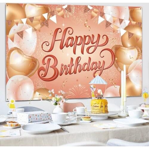 Happy Birthday Backdrop Banner Rose Gold Fabric Birthday Decoration Birthday Sign Poster Photography Background Banner
