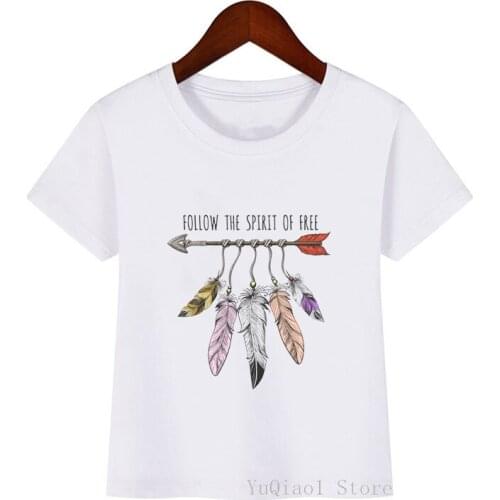 Arrow and feather print lovely childrens t-shirt summer girls clothes kids toddler cute graphic tees tops dreamcatcher t shirt
