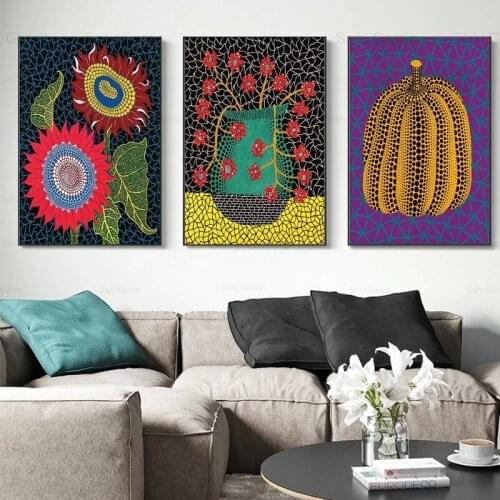 Grotesque Art Poster Wallpaper Abstract Pattern Plant Flower Canvas Painting Craft Print Picture Decoration for Home Living Room