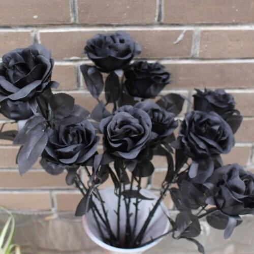 3pc black White red Rose Flowres Artificial Bouquets Roses Fake Flowers Wedding Home Decoration Festive Party Supplies(Can Mix)