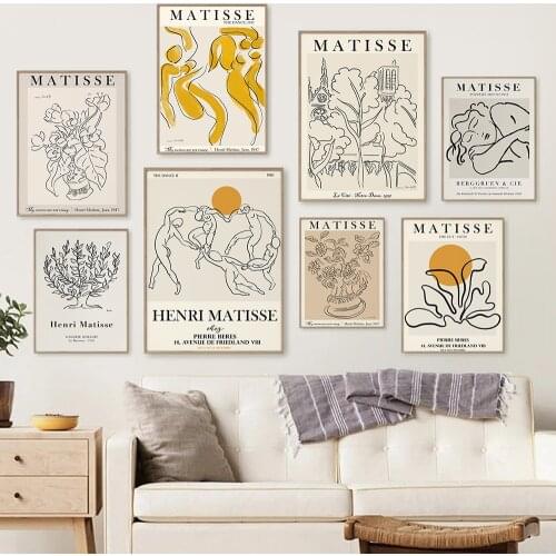 Retro Matisse Abstract Line Body Dance Canvas Painting Wall Art Nordic Posters and Prints Wall Pictures for Living Room Decor