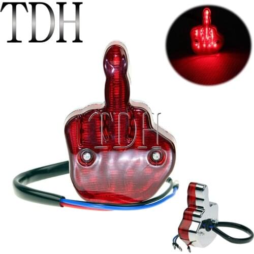 Racing Dirt Bike Motorcycle Red LED Middle Finger Rear Taillight Moto Tail Brake Light Indicator Lamp For Harley Yamaha Chopper
