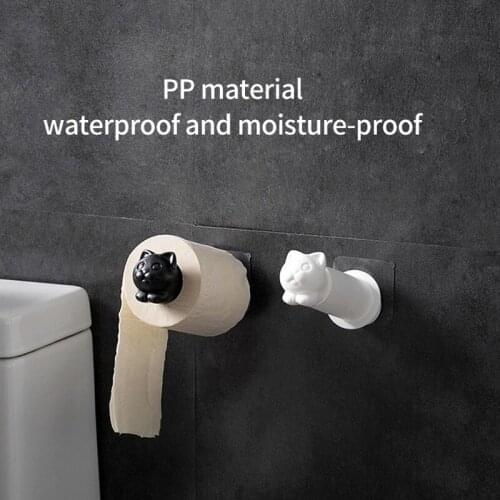 Creative Bathroom Tissue Hanger Adhesive Wall Towel Rack Toilet Paper Holder Cat Kitchen Roll Holder