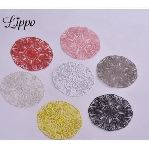 30pcs AB3487 40mm Round Connectors Filigree Hollow Charms Earrings Findings Pendants Connectors