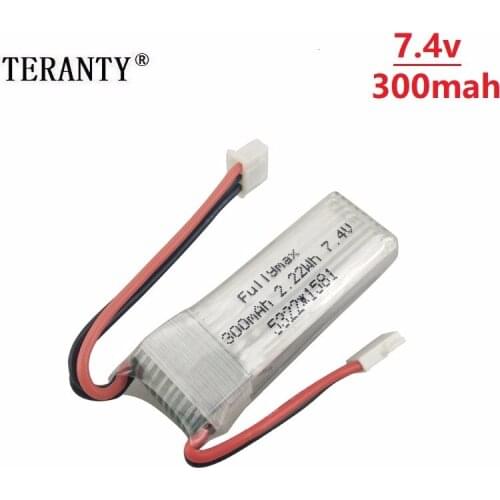 7.4V 300mAh 25C Lipo Battery for XK DHC-2 A600 A700 A800 A430 7.4V Replacement Battery for WLToys F959 RC Airplane RTF