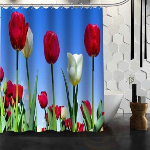 Best Nice Custom Flowers Tulips Shower Curtain Bath Curtain Waterproof Fabric Bathroom MORE SIZE WJY&27