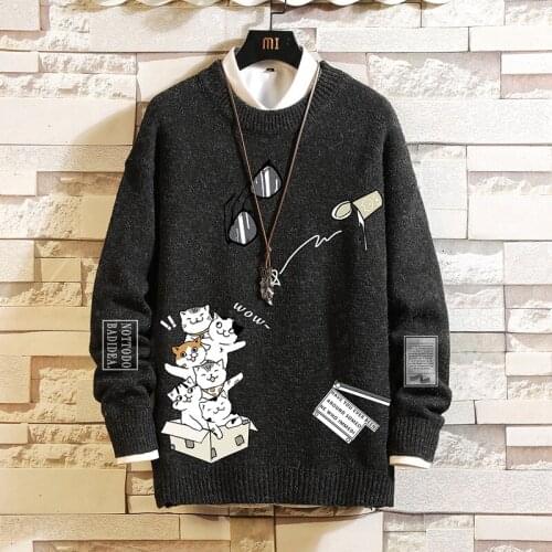 2020 New Sweaters MenS Black Long Sleeves Autumn Winter Pullover Knitted O-Neck Plus OverSize 5XL