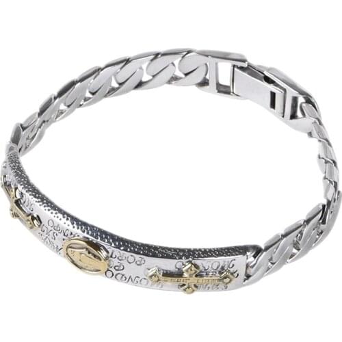 BOCAI New 2021 trend golden cross Virgin MaryTank Chain Silver Jewelry 100% S925 Silver Bracelet for Man and Moman