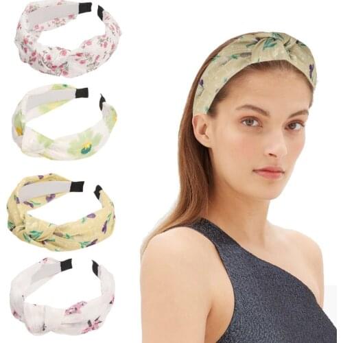 Women Cross Knot Hairband Bezel Lace Fresh Headband for Girls Hair Accessories Ornaments 2021 Fashion Hair Band Headwear