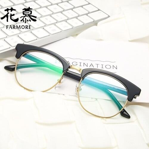 Retro Semi-Rimless Glasses Frame Mens New Trendy Large Frame with Myopic Glasses Option Glasses Frame Plain Glasses