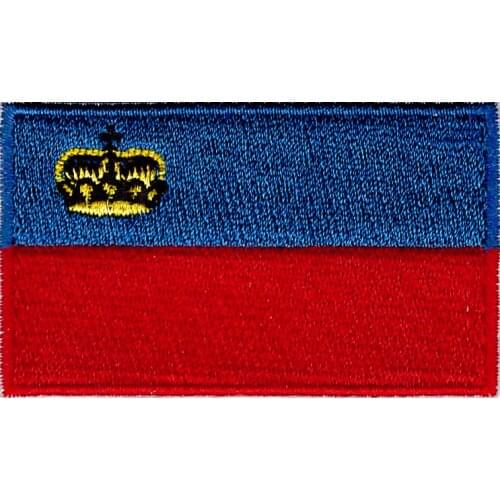 Wholesale Embroidery Liechtenstein flag emblem patch good quality cheap welcome customization and 200 logo 3D