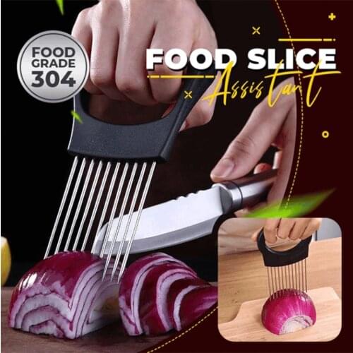 Food Slice Assistant Onion Chopper Vegetables Fruit Slicer Tomato Cutter Onion Needle Safe Fork Cutting Holder Aid Supplies Tool