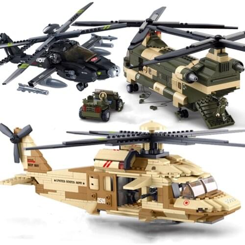 Airplane Helicopters Plane Aircraft Model Building Blocks Bomber US Military Army SWAT Police Gunship Construction Toys