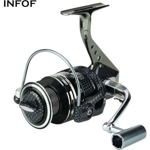 INFOF BA Series Fishing Spinning Reel 5.5:1 13+1BB Carp Fishing Wheel 1000-7000 Metal Spool Saltwater Fishing Tackle