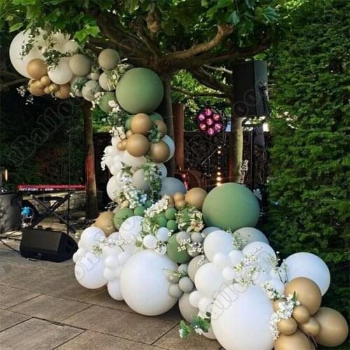 Wedding Birthday Party Celebration Decoration Avocado Green Latex Balloon Garland White Balloon Arch Kit Baby Shower Decoration