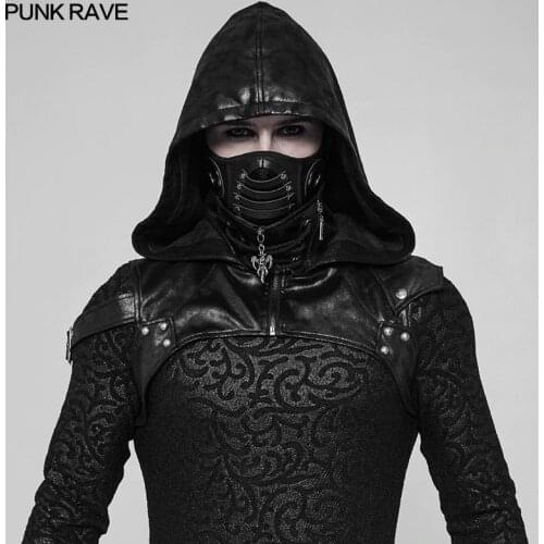 Punk Rave Rock Unisex Steampunk Black Pu Leather Party Cospaly Hat Hooded Accessory Gothic Performance WS275