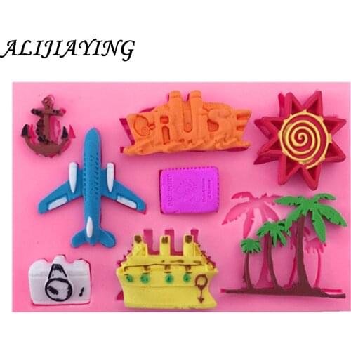 1Pcs Aircraft boat Coconut tree Silicone Mold Fondant Cake Decorating Tool Chocolat, Gumpaste , Sugarcraft ,Kitchen Gadget D0569