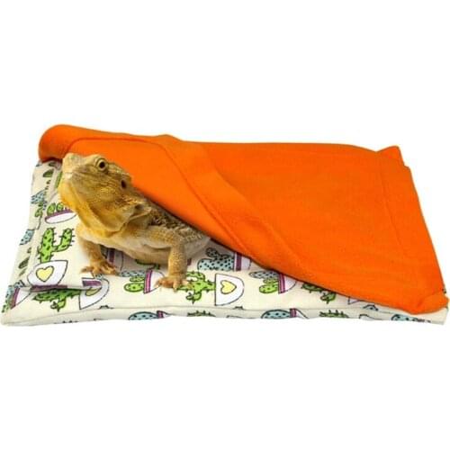 Tropical Cactus Print Reptile Sleeping Bag with Pillow and Blanket for Bearded Dragon Leopard Gecko Lizard Reptile Nap Mat for