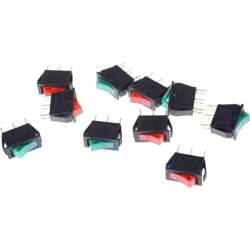 LED Light SPST 3PIN ON/OFF Boat Rocker Switch 16A/250V 20A/125V Car Dash Dashboard Truck Red Green Color 5pcs/lot