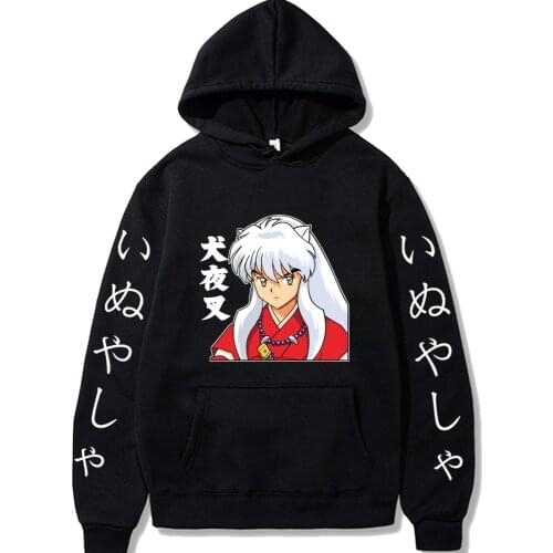 Uniex Anime InuYasha Hoodie Long Sleeve Harajuku Streetwear Hip Hop