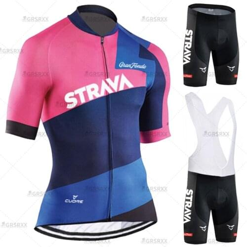 STRAVA Bib Cycling Jersey Suit Women Bicycle Jersey Set 2021 Summer Short Sleeve MTB Bike Clothes Breathable Sun protection Wear