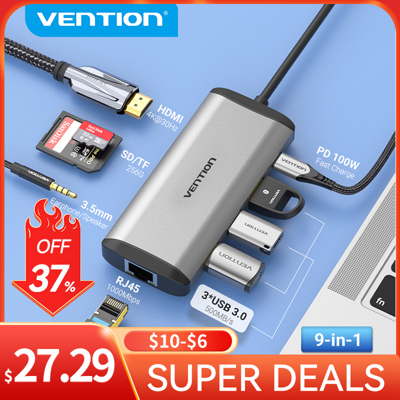 Vention USB C HUB Type C to USB 3.0 Dock Station USB C HDMI RJ45 4K for MacBook Pro Air Accessories Type C 3.1 Splitter USB HUB