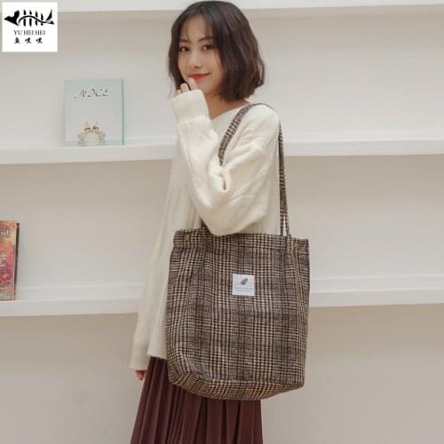 Vintage Plaid Bags Women Shopping Bag Shoulder Bag Beach Travel Books Tote Bags Womens Handbags free dropping shipping
