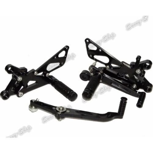 Waase CNC Adjustable Rider Rear Sets Rearset Footrest Foot Rest Pegs Black For Yamaha YZF R6 2006 2007 2008 2009 2010 2011 2012