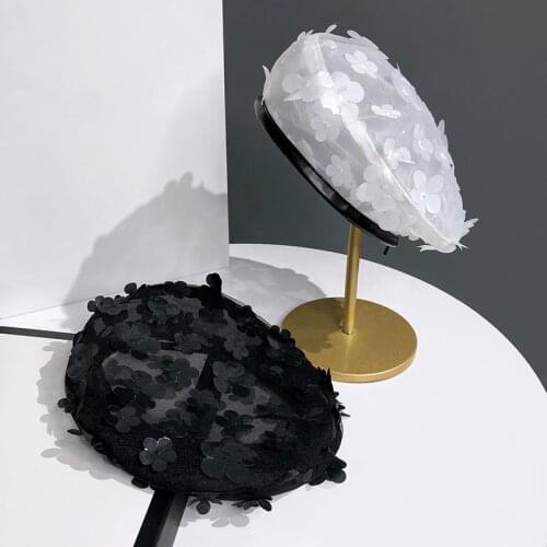 Japanese Flower Mesh Beret For Women Female Summer Breathable Cute Temperament Painter Hat Pumpkin Boina Hat Boinas Para Mujer