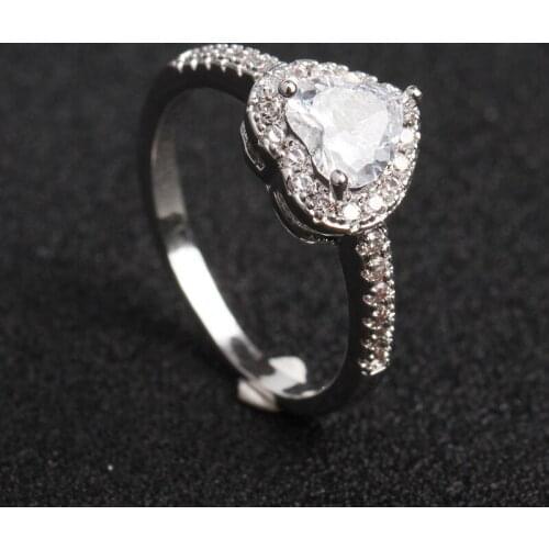 Hot Romantic Love Infinity Heart Ring White CZ Bridal Best Gifts Size 6-10 For Women Femme Engagement Ring Statement Jewelry