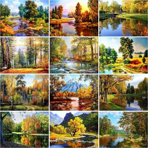 ZOOYA 5D DIY Diamond Embroidery Tree Full Square Diamond Painting Landscape Autumn Rhinestone Art Wall Decoration