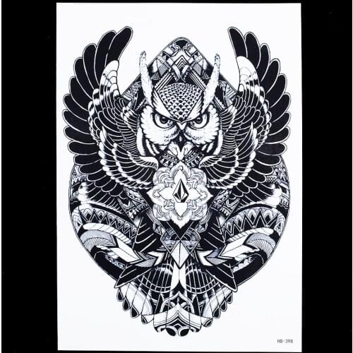 1 Piece Waterproof Decal Geometry Flying Owl Tattoo Design HB398 Sexy Women Men Product Body Arm Art Temporary Tattoo Sticker 3D