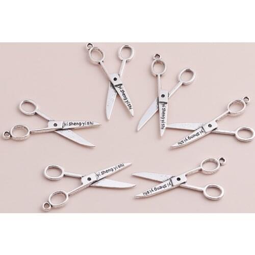 10pcs Alloy Big Statement Carved Letters Scissors Pendants Charms fit DIY Bracelets Necklaces Handmade Accessories 43x12mm Gifts