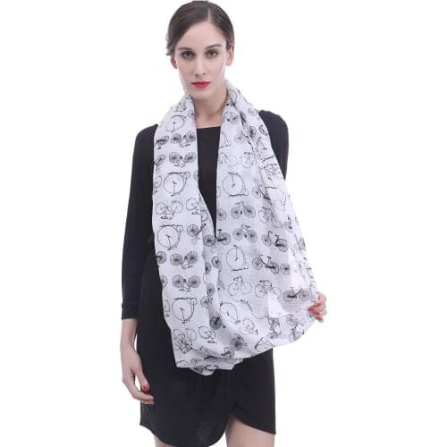10pcs/lot Vintage Bicycle Print Womens Infinity Scarf