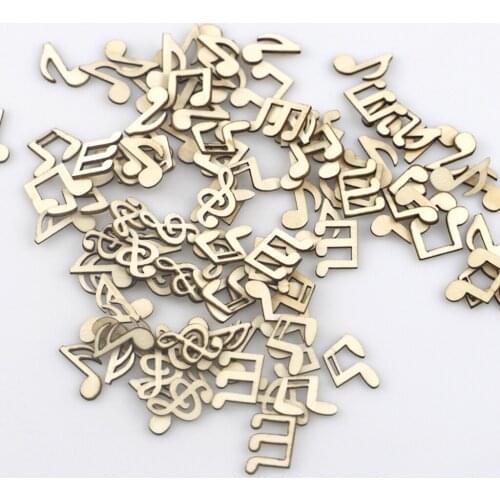 100Pcs Wooden Cute Music Notes Crafts Handcrafts Wooden Scrapbooking DIY Crafts Home Decorations Accessories