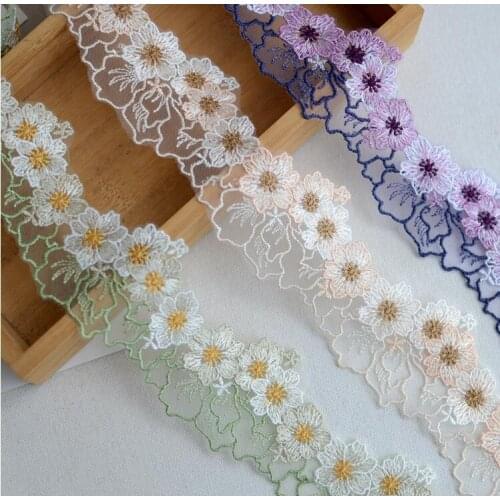 2 Meters/lot 6cm Width Luxury Delicate Green Purple Beige Lace Trim DIY Sewing High Quality Smooth Fabric Accessories Lace