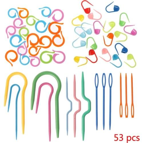 53pcs Plastic Crochet Hook Knit Yarn Weave Knitting Needle Clip Marker Tool Set
