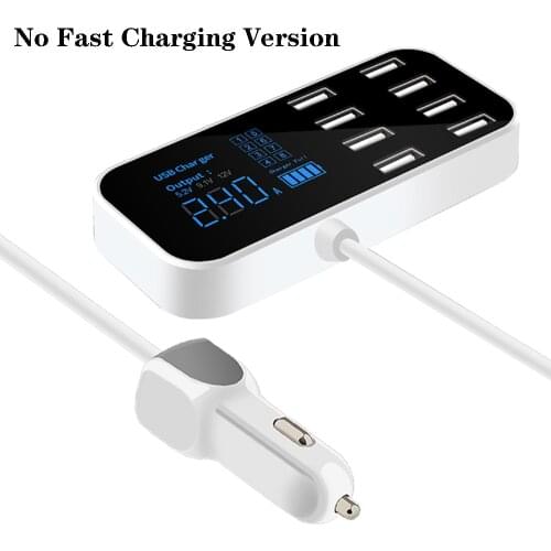 40W 8 Ports USB Car Charger QC3.0 Fast Phone Charging Adapter With Digital Display For Iphone Xiaomi Huawei Samsung
